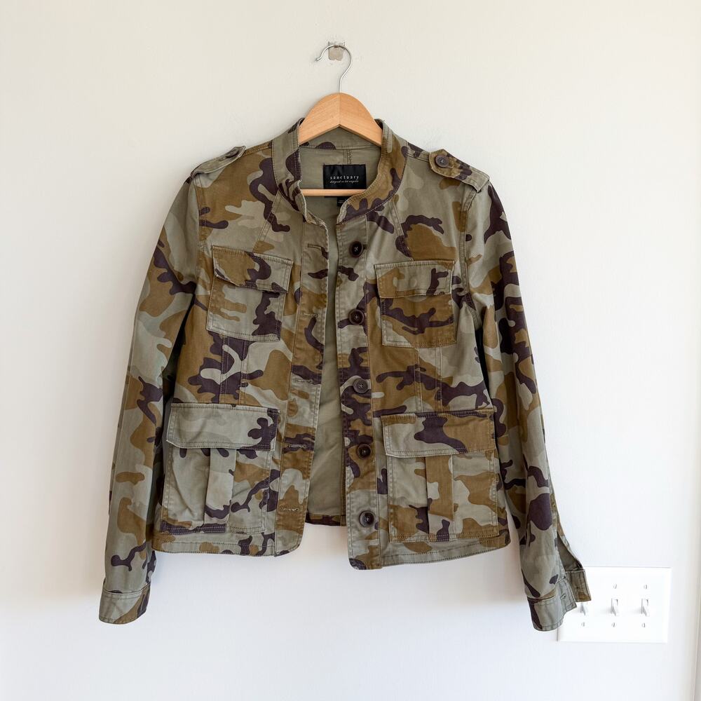 Sanctuary Camouflage Pattern Button Front Utility… - image 1
